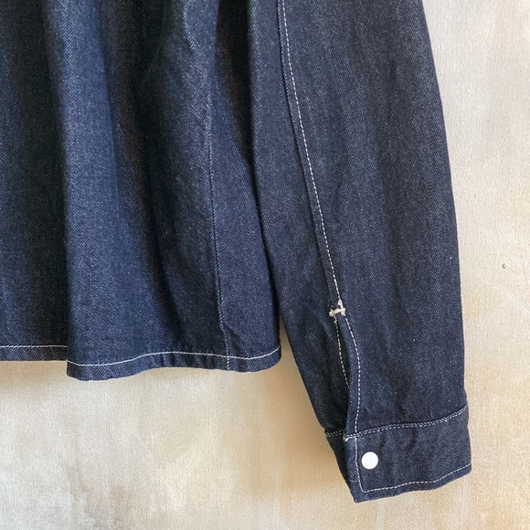LEVI’S S Organic Cotton Ladies Snap Front Denim Jacket Dark Wash EUC - Picture 12 of 13